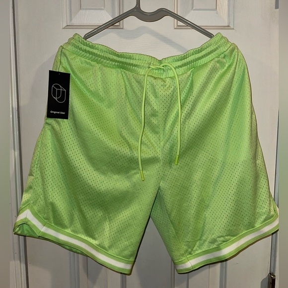 Athletic Basketball Shorts -Original Use, Tie Waist, NWT Men’s Small, Lime Green - Picture 5 of 7